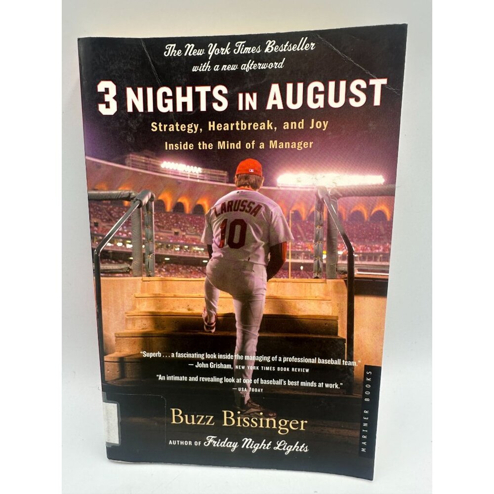 3 Nights In August Buzz Bissinger 2005 Paperback Sports/Biography Pre-Owned